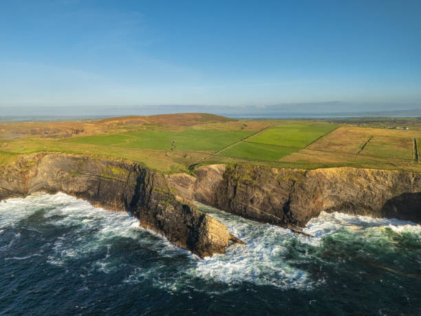 kilkee cliffs ireland aerial view - kilkee imagens e fotografias de stock