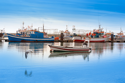 Santa Luzia port doch fishing boats in Tavira Algarve of Portugal