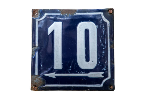 istock Weathered metal enameled plate with number 10 1964936052