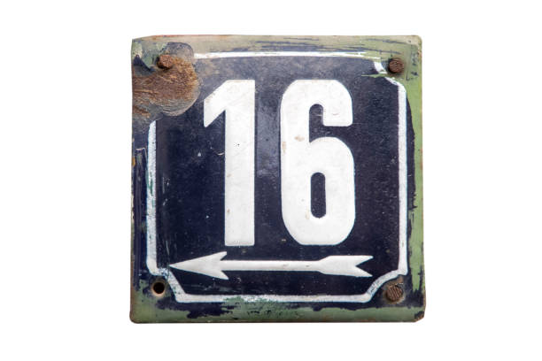 istock Weathered enameled plate number 16 1964936053