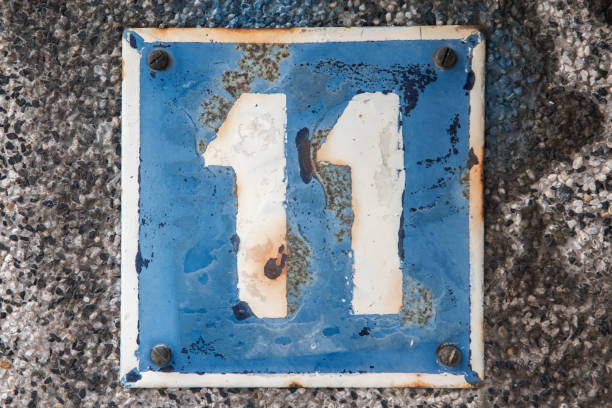 istock Weathered enameled plate number 11 1964937135