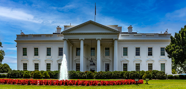 The White House, the residence of the American president located in Washington DC, which is the federal capital of the USA.