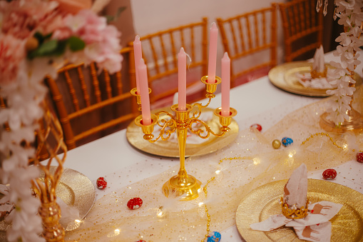 Pink table decoration stock photo