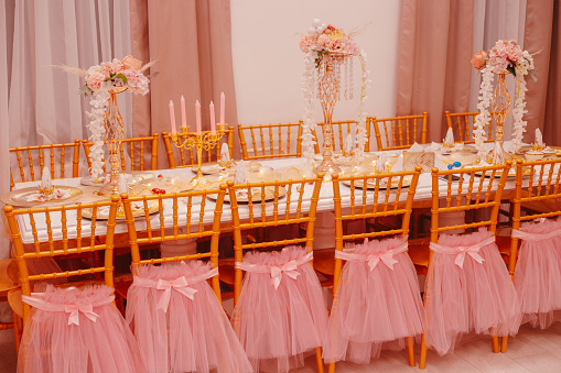 Pink table decoration stock photo