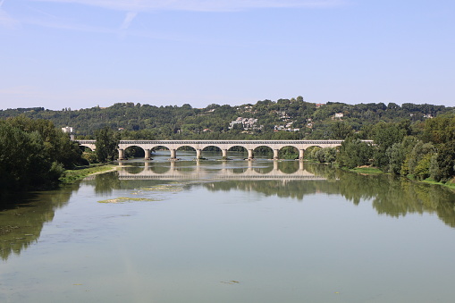 Canal bridge over the Garonne river, town of Agen, Lot et Garonne department, France