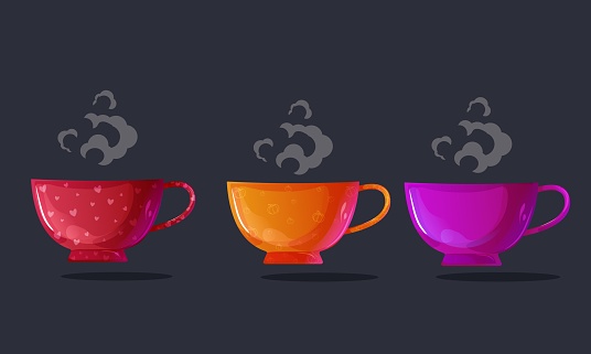 Set of cups with pumpkin, heart.Vector illustration