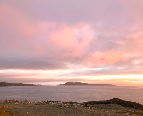 Breathtaking sunset over the Atlantic Ocean as seen from Nuuk