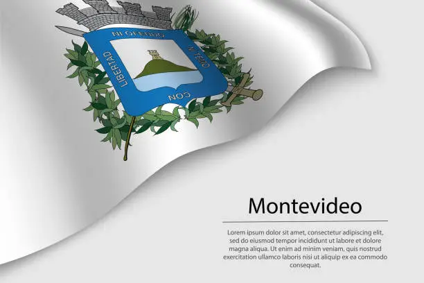Vector illustration of Wave flag of Montevideo is a state of Uruguay.