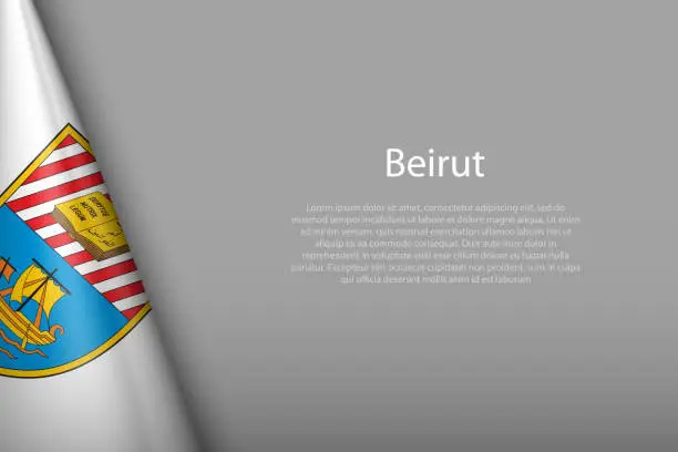 Vector illustration of 3d flag of Beirut, is a city of Lebanon