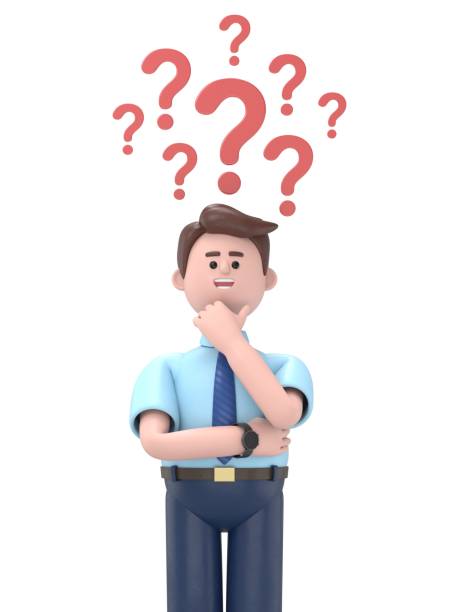 istock Making a decision with arrows and question mark above head. 3D illustration in cartoon style.3D illustration of Asian man Felix. 1965072031
