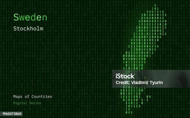 Sweden Map Shown In Binary Code Pattern Matrix Numbers Zero One Stock ...
