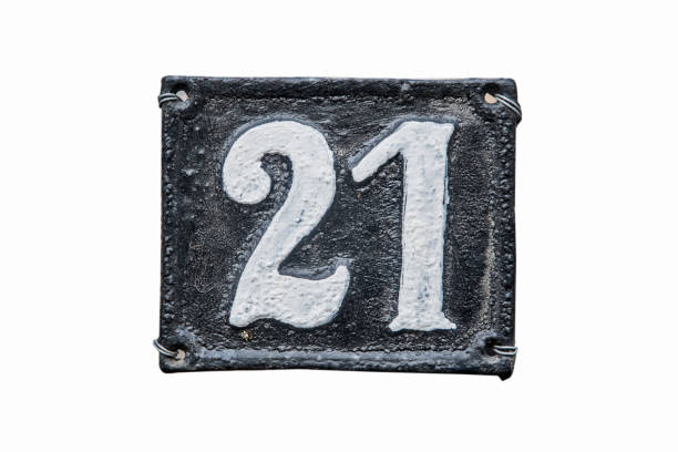istock Old retro cast iron plate number 21 1965074932