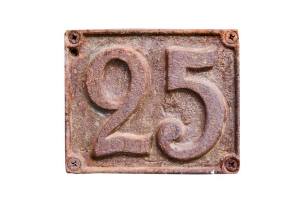 istock Old retro cast iron plate number 25 1965074933