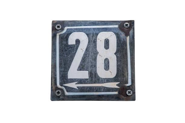istock Weathered enameled plate number 28 1965075180