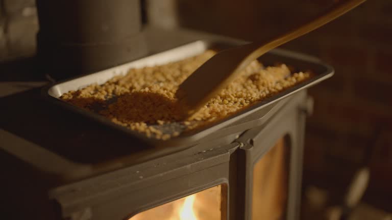 Roasting Lentils on a Wood Burning Stove