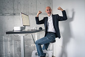 businessman fit and healthy at ergonomic office place