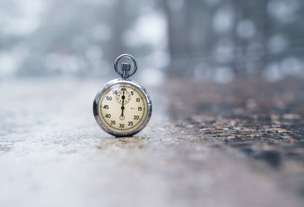 Vintage stopwatch on the road