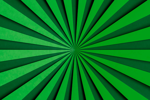 St Patrick's Day background. Green color sunburst. Digitally generated image. 3d render.