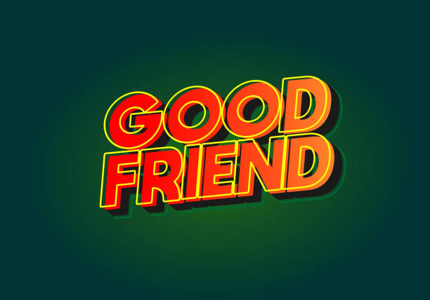 illustrations, cliparts, dessins animés et icônes de good friend. text effect in 3d look with gradient purple yellow color - backgrounds black black background gradient