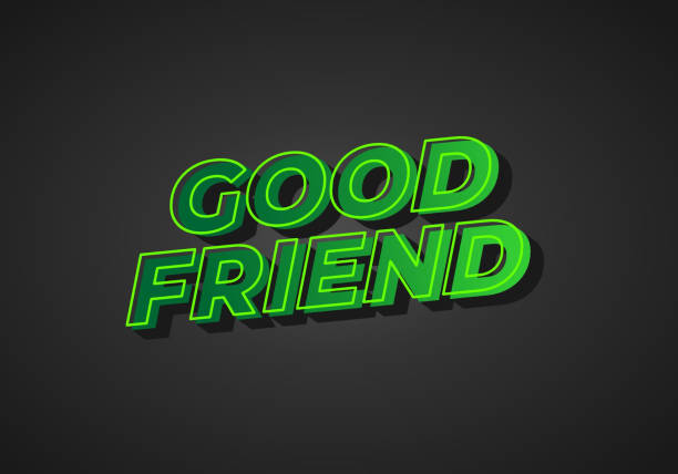 illustrations, cliparts, dessins animés et icônes de good friend. text effect in 3d look with gradient purple yellow color - backgrounds black black background gradient