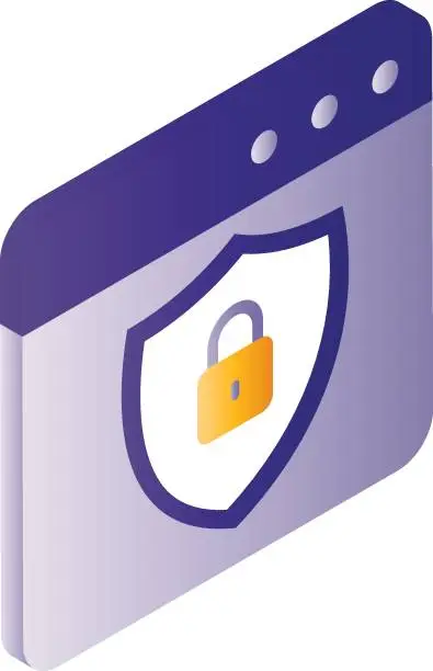 Vector illustration of Secure Sockets Layer isometric Concept, Protected Web Page with Padlock and Shield stock illustration, Transport Layer Security Vector Icon Design, Cloud Hosting and Web service Symbol, Secure Browsing Sign