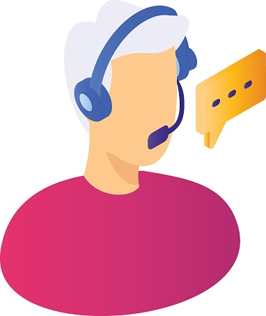 Hotline isometric Concept, Call Center Representative Avatar Vector Icon Design, Cloud computing and Internet hosting services Symbol, Technical Support Agent stock illustration,