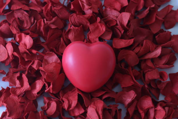 Red Heart on Red Shredded Paper, Red Background