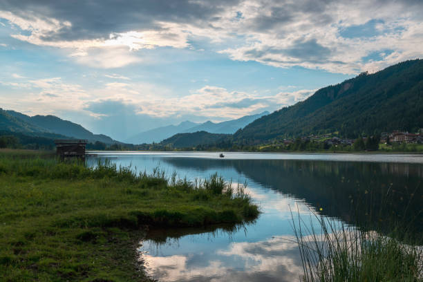 Lake of  Molveno , Trentino , Italy - Lago di Molveno, floating and flood