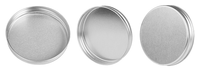 ollection metals lids of jar isolated on white background. File contains clipping path.