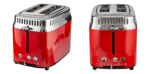 istock Modern red toaster, isolated on white background. File contains clipping path. 1965258897