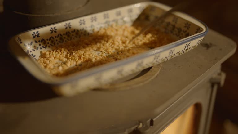 Roasting Lentils on a Wood Burning Stove