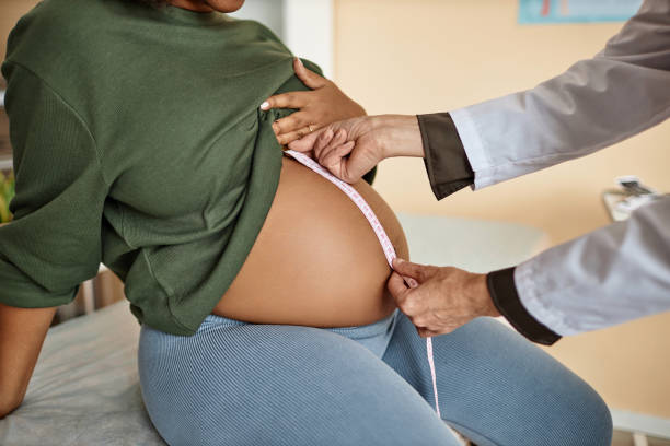 Doctors Hands Measuring Pregnant Patients Stomach
