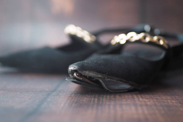 damaged women old worn torn shoes