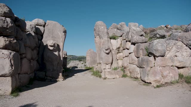 Lion gate in Hattusa, capital of the Hittite Civilization - Corum, Turkey