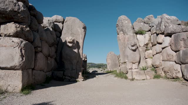 Lion gate in Hattusa, capital of the Hittite Civilization - Corum, Turkey