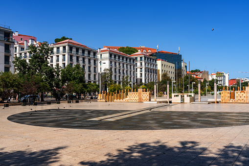 Tension park and Martim Moniz Square, Lisbon, Portugal