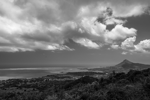 La Tourelle du Tamarin Mountain Seen from Chamarel Viewpoint in Mauritius