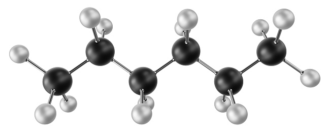 Molecular structure of Hexane C6H14