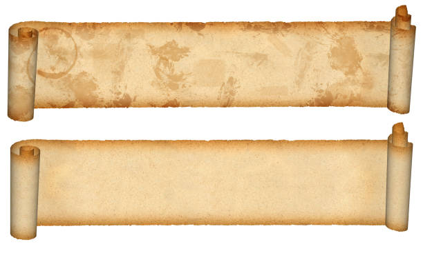 istock Abstract paper rolls of old, weathered grunge paper with plenty of space for text or copy. Raster Illustration. 1965677569