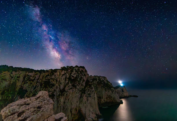 istock Lighthouse on Cape Ducato, Lefkada (Lefkas) taken at sunset. Also known as Sapphos point 1965699366