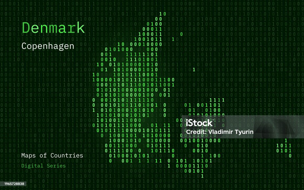 Denmark Website Code Denmark Map Shown In Binary Code Pattern Matrix Numbers Zero One Stock ...