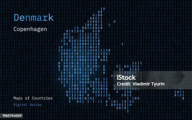 Denmark Website Code Denmark Map Shown In Binary Code Pattern Matrix Numbers Zero One Stock ...