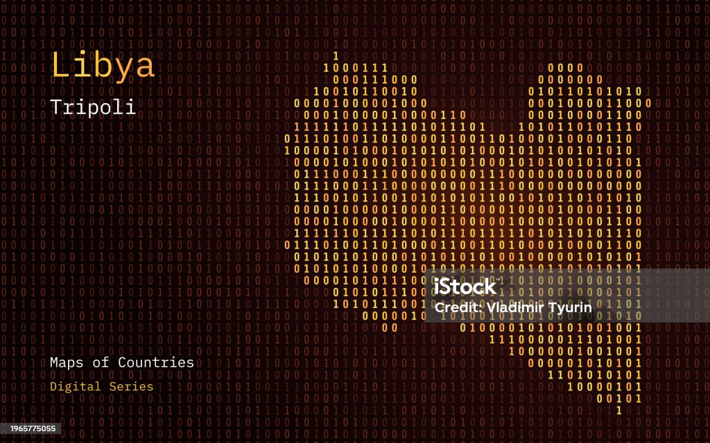 Libya Map Shown In Binary Code Pattern Matrix Numbers Zero One Stock ...