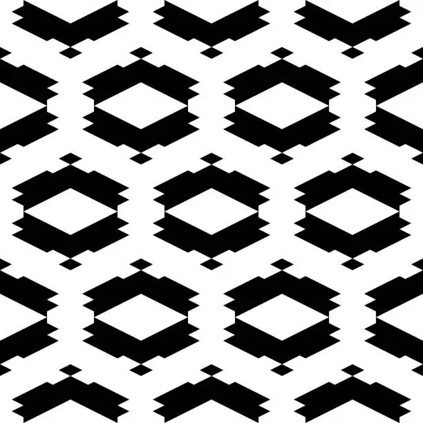 Vector illustration of Seamless pattern. Shapes background. Geometric backdrop. Rhombuses, figures ornament. Diamonds, shapes wallpaper. Ethnic motif. Digital paper, textile print, web design, abstract. Vector artwork.
