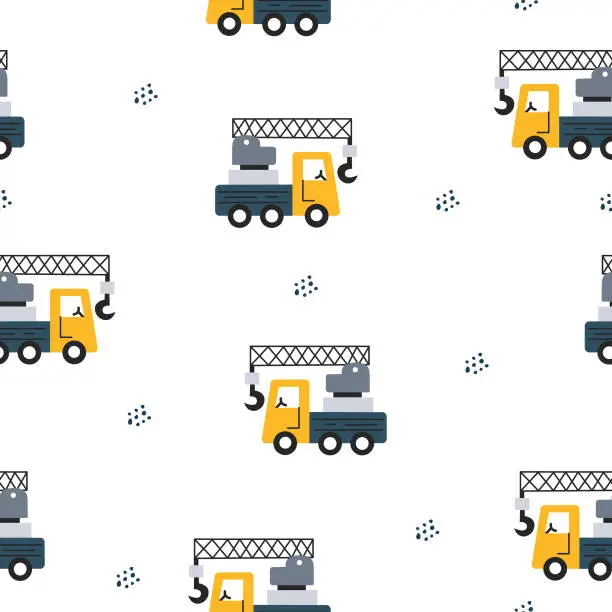 Vector illustration of Seamless pattern with cute tractor.