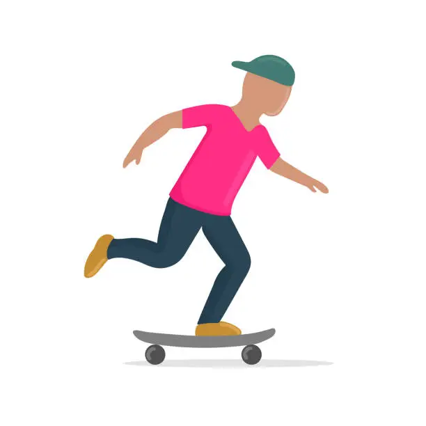 Vector illustration of Skateboarder avatar icon clipart isolated vector illustration