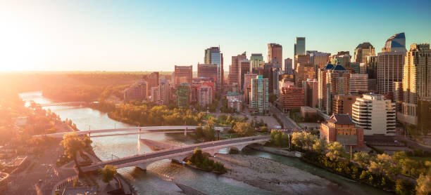 istock Downtown City buildings at sunrise. Calgary, Alberta, Canada 1966016027