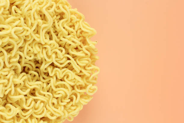 istock Round Instant Asian Dried Noodle, Korean Ramyeon. 1966017577
