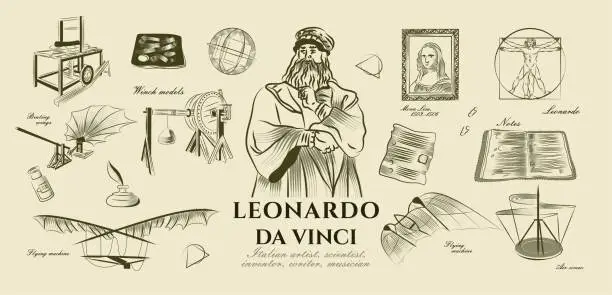 Vector illustration of Set of Italian renaissance elements