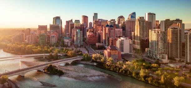 istock Downtown City buildings at sunrise. Calgary, Alberta, Canada 1966019152